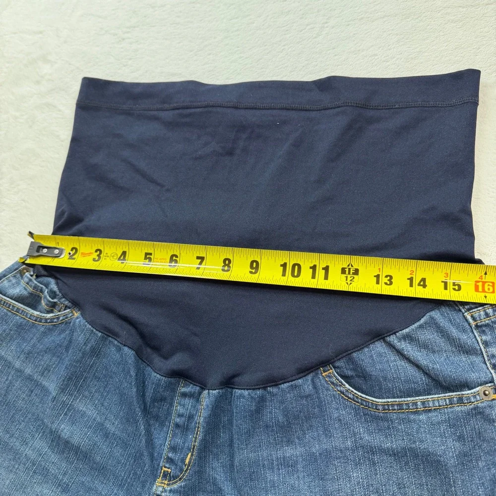 Maternity Denim Shorts Women Size 10 Blue Good Over Belly Panel‎ Stretch
